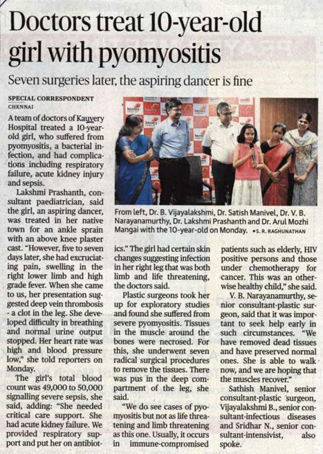 The Hindu 03032020 Chennai Doctors treat 10 year old girl with pyomyositis