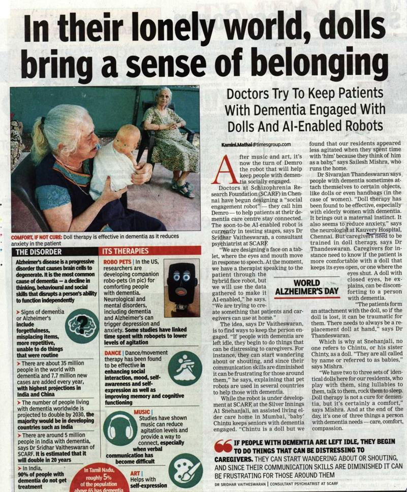 The Times of India 23092019 Chennai In their lonely world dolls bring a sense of belonging